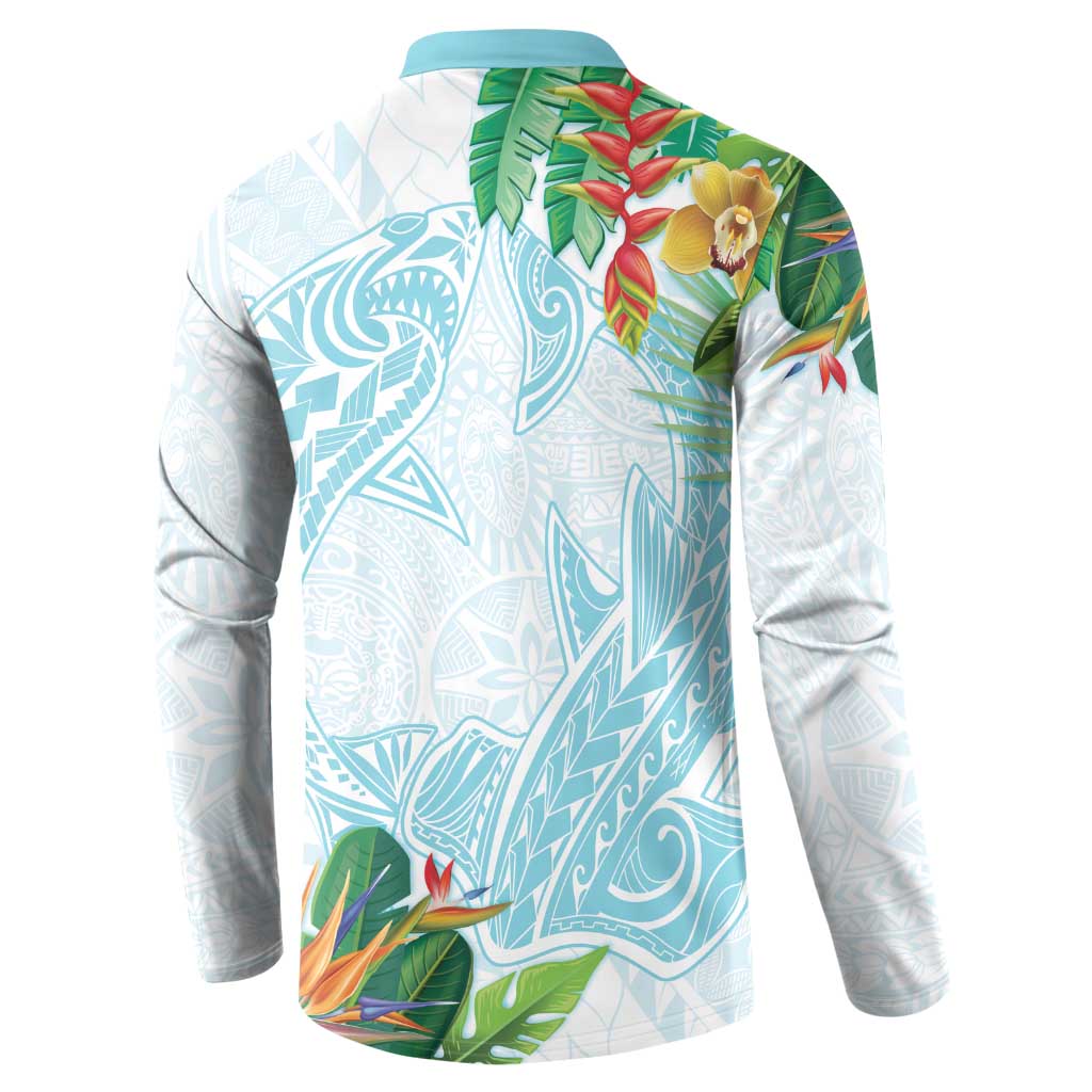Polynesia Button Sweatshirt Sharks Duo Tropical Turquoise
