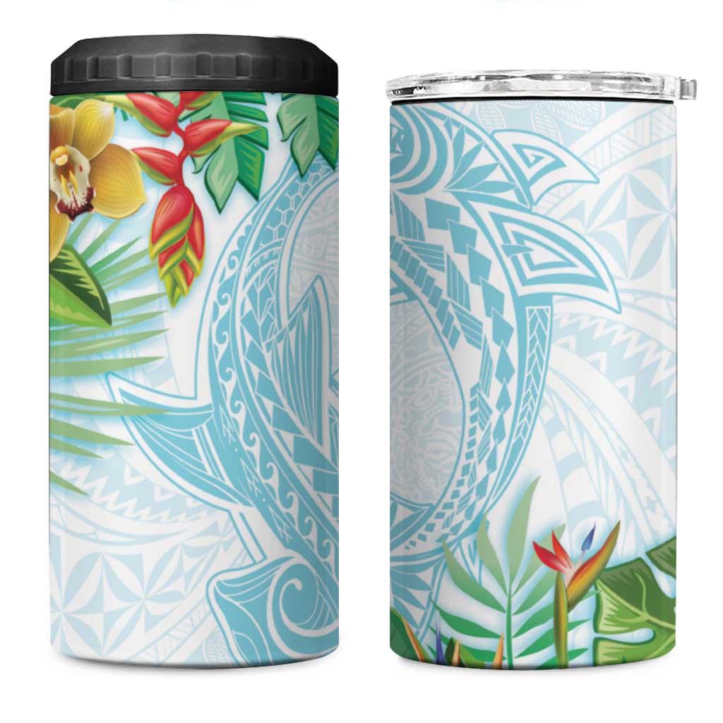 Polynesia 4 in 1 Can Cooler Tumbler Sharks Duo Tropical Turquoise LT7 One Size: 16 oz Turquoise - Polynesian Pride