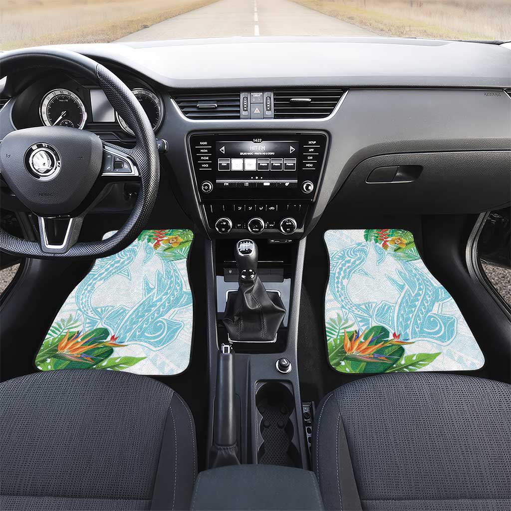 Polynesia Car Mats Sharks Duo Tropical Turquoise LT7 Set 2pcs - Front Turquoise - Polynesian Pride