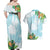 Polynesia Couples Matching Off Shoulder Maxi Dress and Hawaiian Shirt Sharks Duo Tropical Turquoise