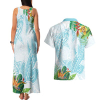 Polynesia Couples Matching Tank Maxi Dress and Hawaiian Shirt Sharks Duo Tropical Turquoise LT7 - Polynesian Pride