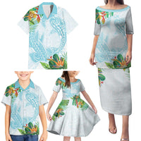 Polynesia Family Matching Puletasi and Hawaiian Shirt Sharks Duo Tropical Turquoise LT7 - Polynesian Pride
