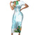 Polynesia Family Matching Short Sleeve Bodycon Dress and Hawaiian Shirt Sharks Duo Tropical Turquoise