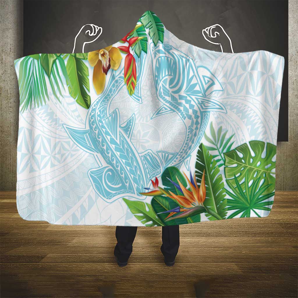 Polynesia Hooded Blanket Sharks Duo Tropical Turquoise LT7 - Polynesian Pride