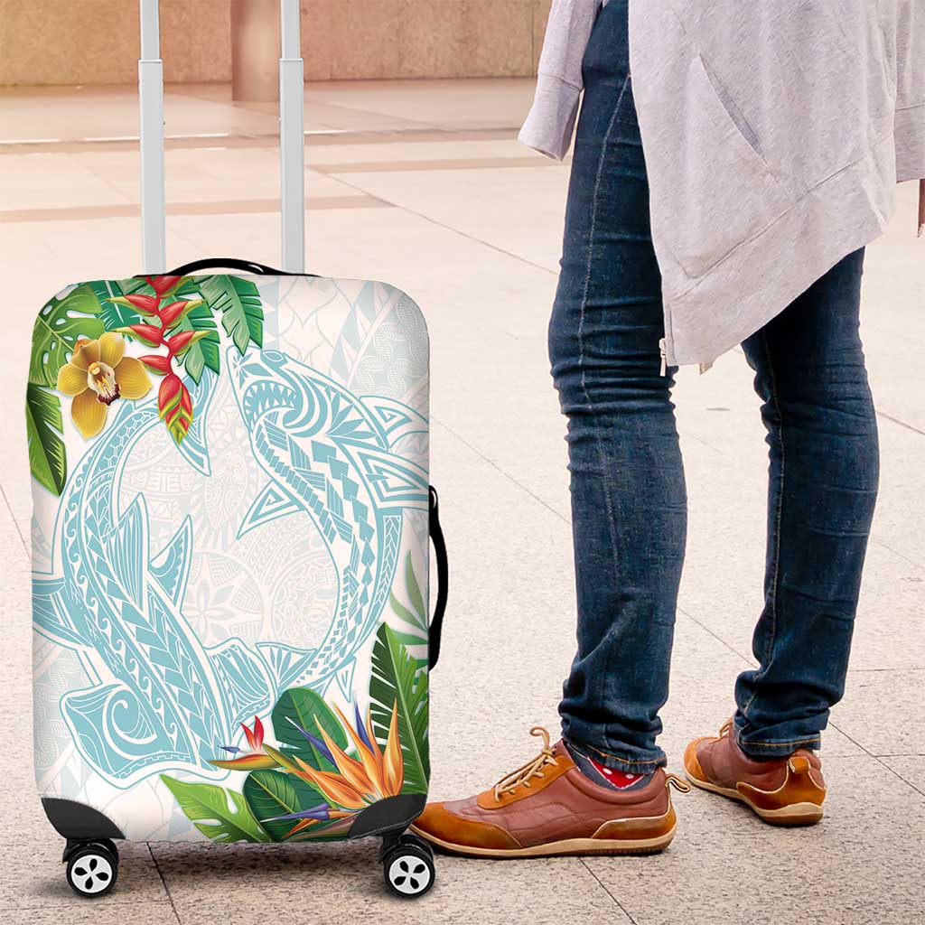 Polynesia Luggage Cover Sharks Duo Tropical Turquoise