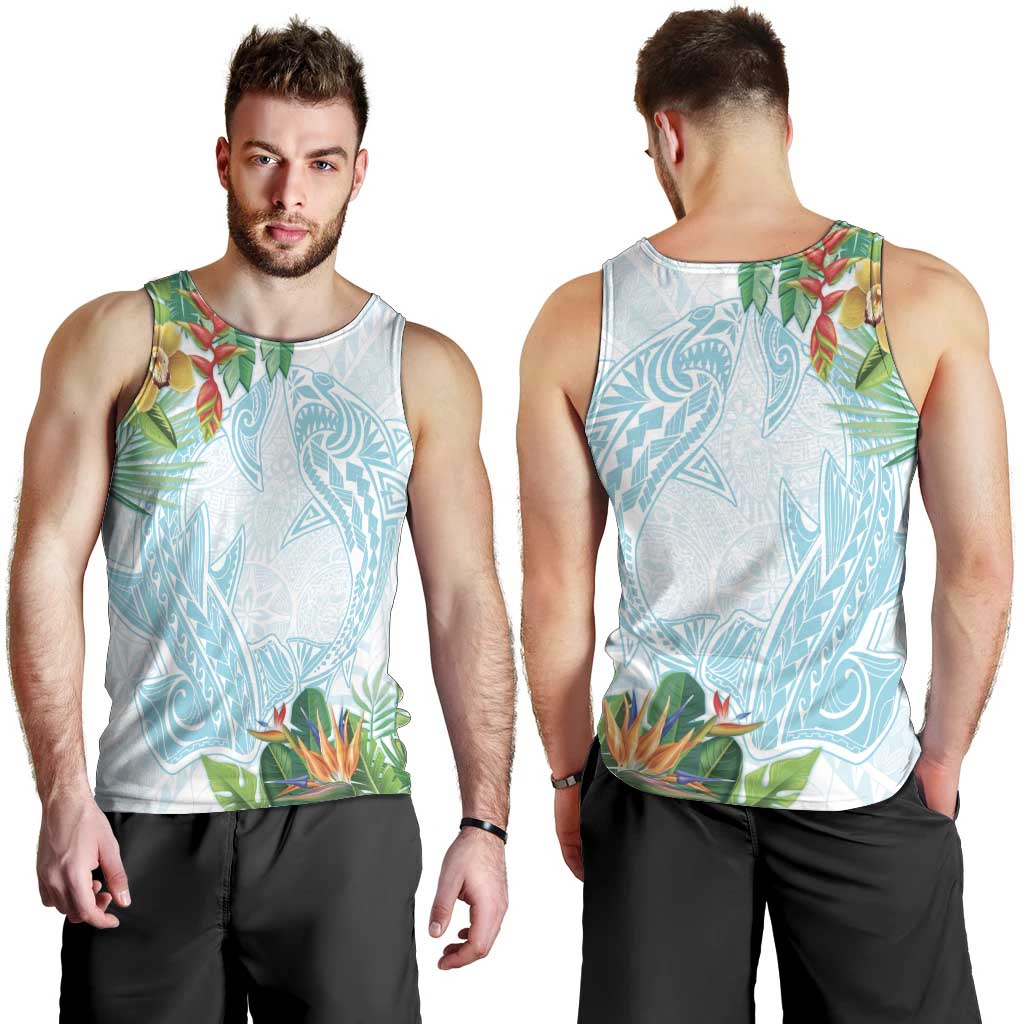 Polynesia Men Tank Top Sharks Duo Tropical Turquoise LT7 - Polynesian Pride