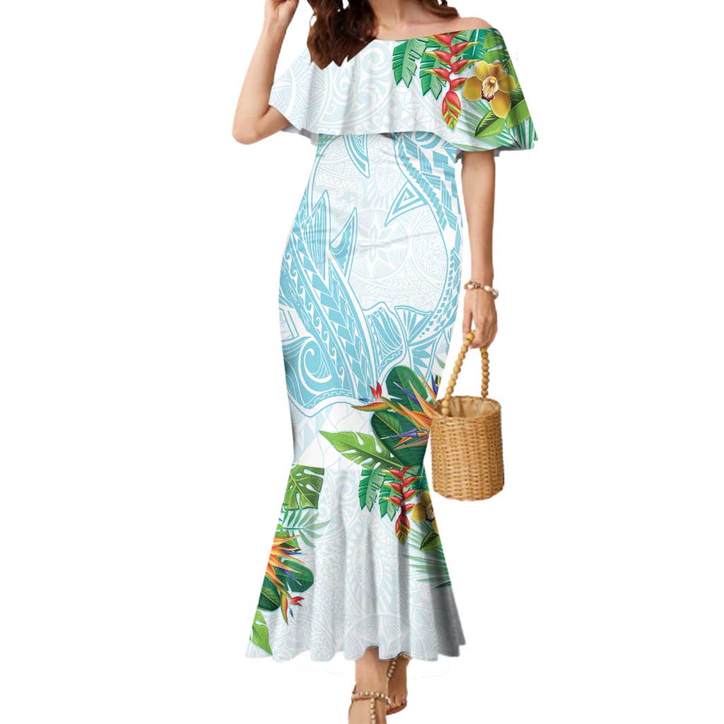 Polynesia Mermaid Dress Sharks Duo Tropical Turquoise