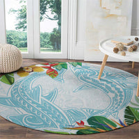 Polynesia Round Carpet Sharks Duo Tropical Turquoise