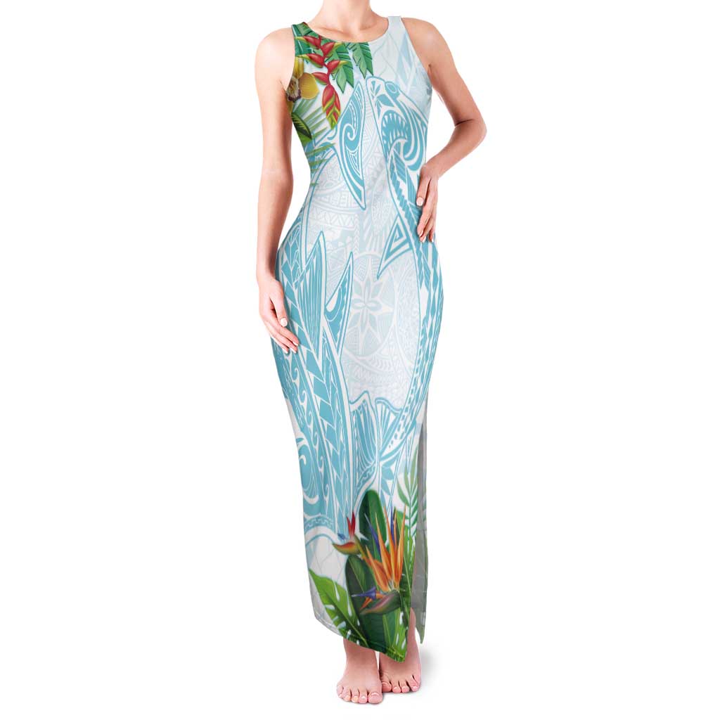 Polynesia Tank Maxi Dress Sharks Duo Tropical Turquoise LT7 Women Turquoise - Polynesian Pride