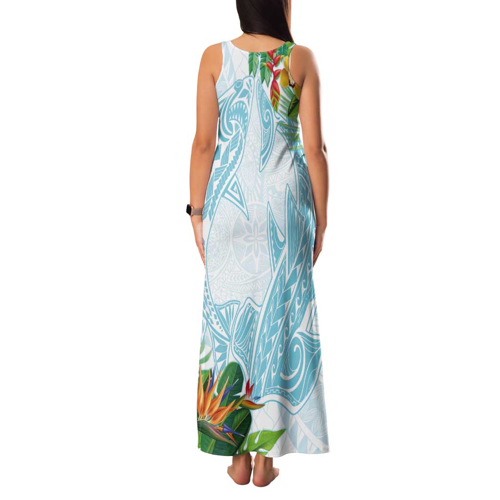 Polynesia Tank Maxi Dress Sharks Duo Tropical Turquoise LT7 - Polynesian Pride