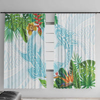 Polynesia Window Curtain Sharks Duo Tropical Turquoise LT7 With Hooks Turquoise - Polynesian Pride