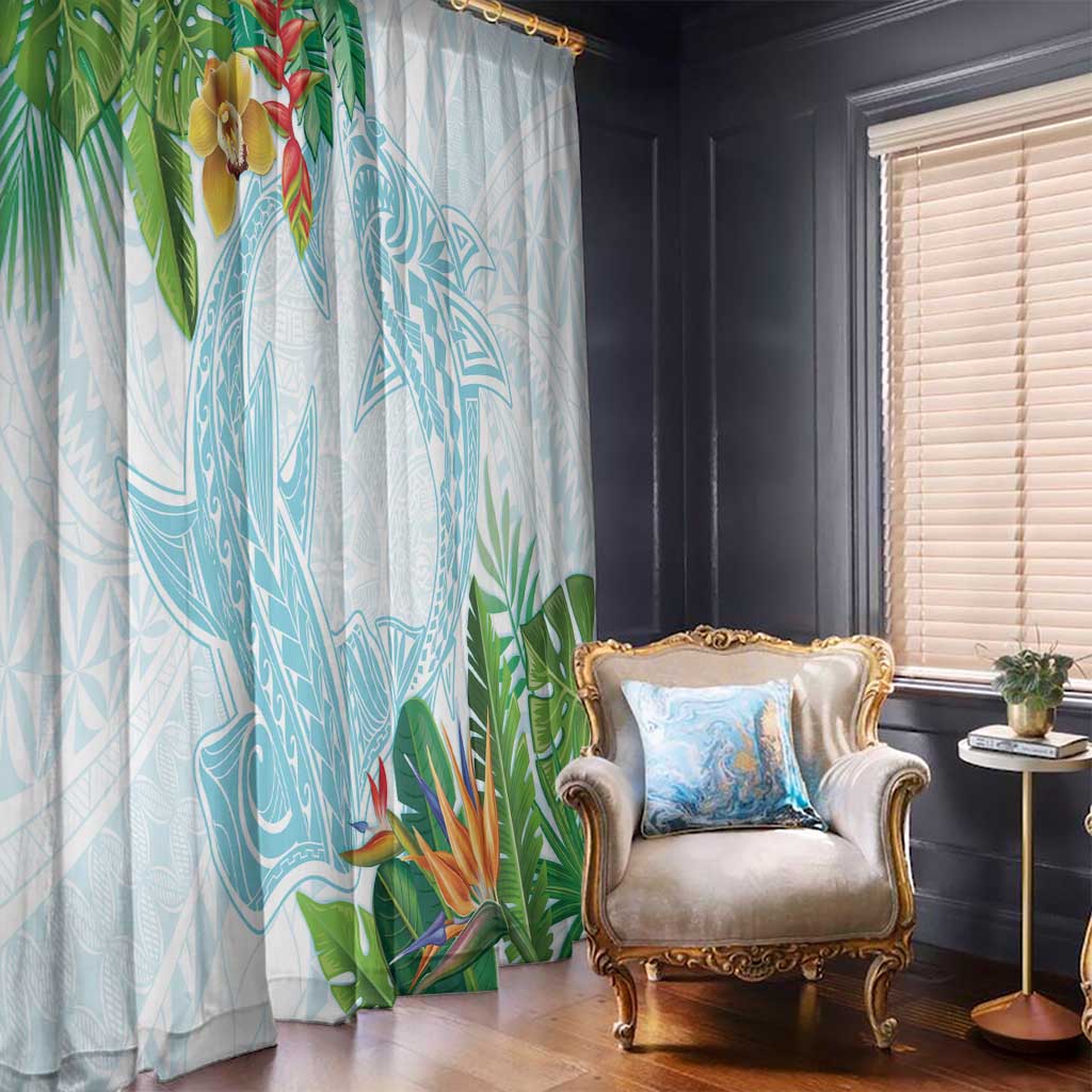 Polynesia Window Curtain Sharks Duo Tropical Turquoise LT7 - Polynesian Pride