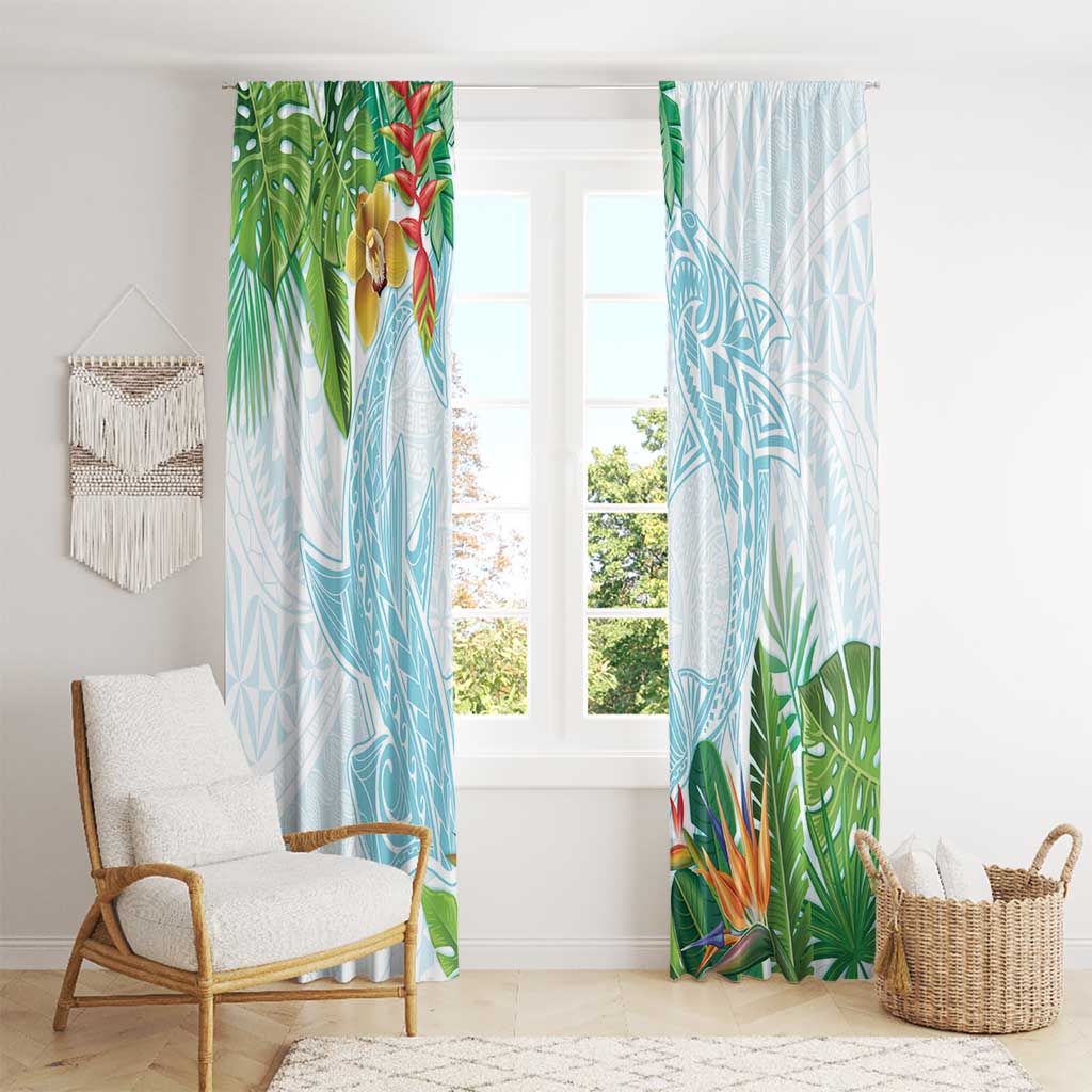 Polynesia Window Curtain Sharks Duo Tropical Turquoise LT7 - Polynesian Pride