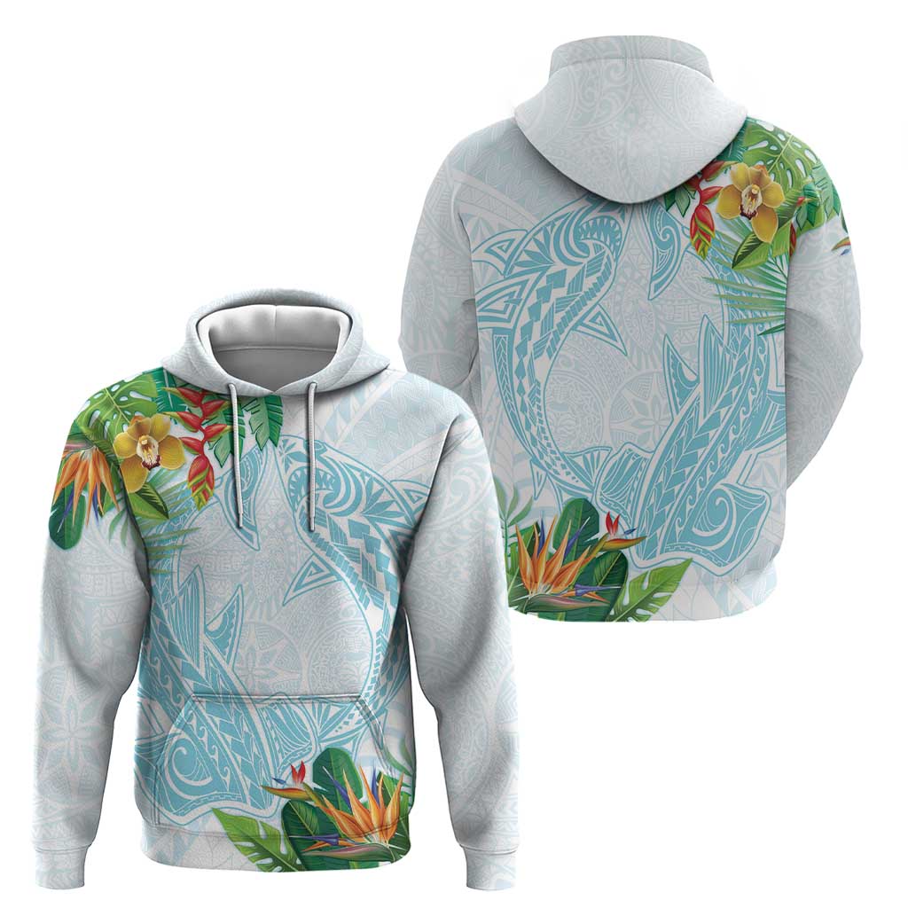 Polynesia Zip Hoodie Sharks Duo Tropical Turquoise