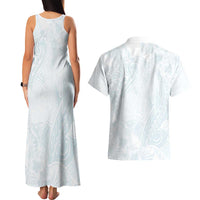 Polynesia Couples Matching Tank Maxi Dress and Hawaiian Shirt Sharks Duo Tropical Off White LT7 - Polynesian Pride
