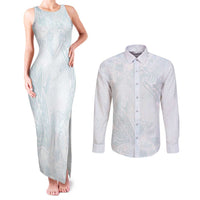 Polynesia Couples Matching Tank Maxi Dress and Long Sleeve Button Shirt Sharks Duo Tropical Off White LT7 White - Polynesian Pride