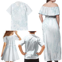 Polynesia Family Matching Off Shoulder Maxi Dress and Hawaiian Shirt Sharks Duo Tropical Off White LT7 - Polynesian Pride