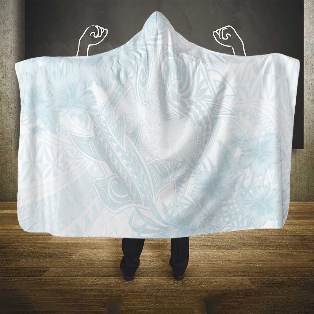 Polynesia Hooded Blanket Sharks Duo Tropical Off White LT7 - Polynesian Pride