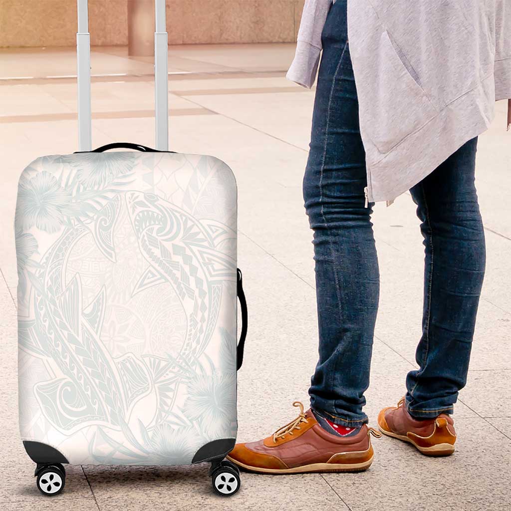 Polynesia Luggage Cover Sharks Duo Tropical Off White