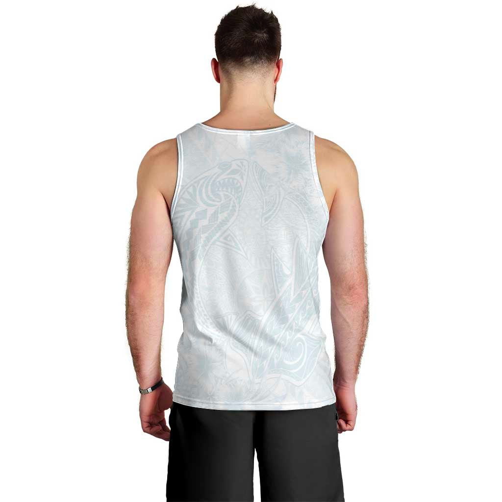 Polynesia Men Tank Top Sharks Duo Tropical Off White LT7 - Polynesian Pride