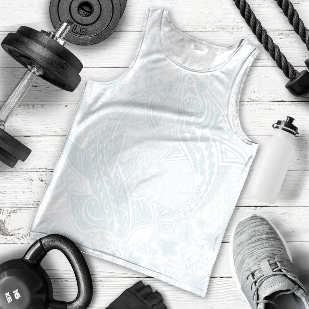 Polynesia Men Tank Top Sharks Duo Tropical Off White LT7 - Polynesian Pride