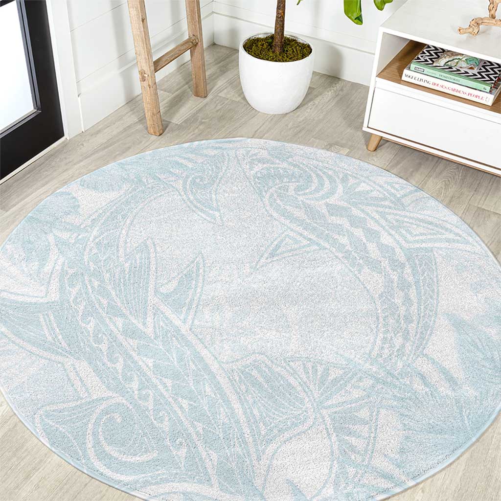 Polynesia Round Carpet Sharks Duo Tropical Off White