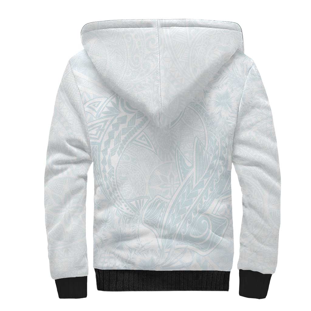 Polynesia Sherpa Hoodie Sharks Duo Tropical Off White LT7 - Polynesian Pride