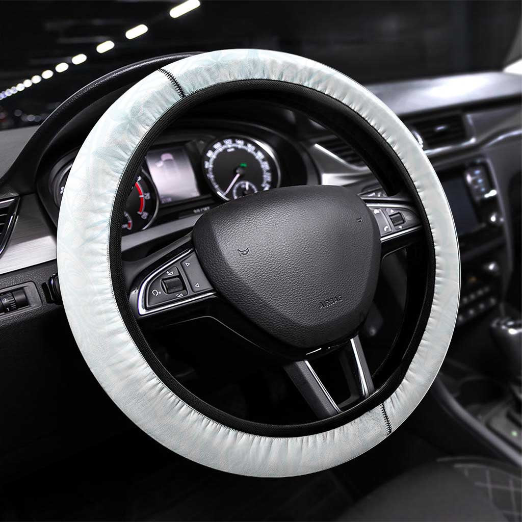Polynesia Steering Wheel Cover Sharks Duo Tropical Off White LT7 Universal Fit White - Polynesian Pride