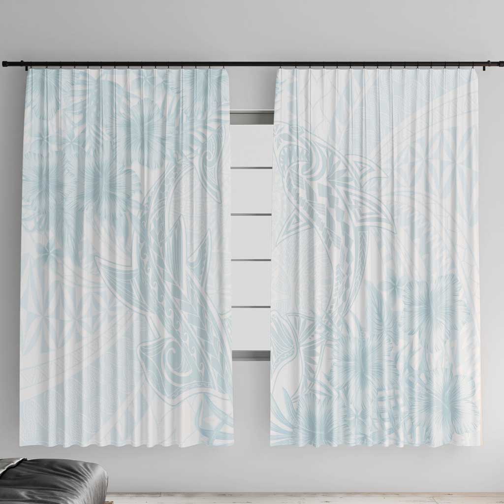 Polynesia Window Curtain Sharks Duo Tropical Off White