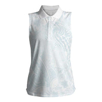 Polynesia Women Sleeveless Polo Shirt Sharks Duo Tropical Off White LT7 Female White - Polynesian Pride