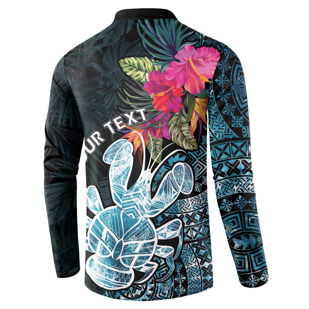 Niue Personalised Button Sweatshirt Hiapo Mix Coconut Crab LT7 - Polynesian Pride