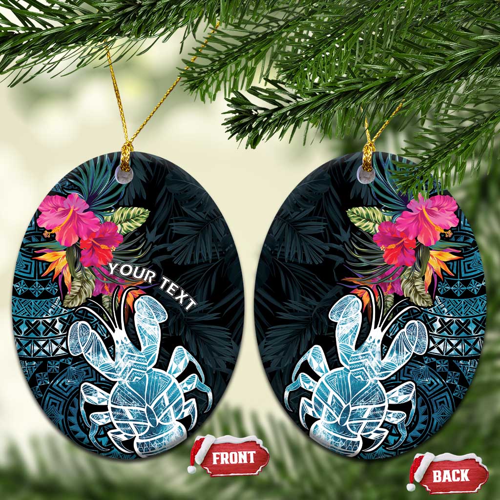 Niue Personalised Ceramic Ornament Hiapo Mix Coconut Crab LT7 Oval Art - Polynesian Pride