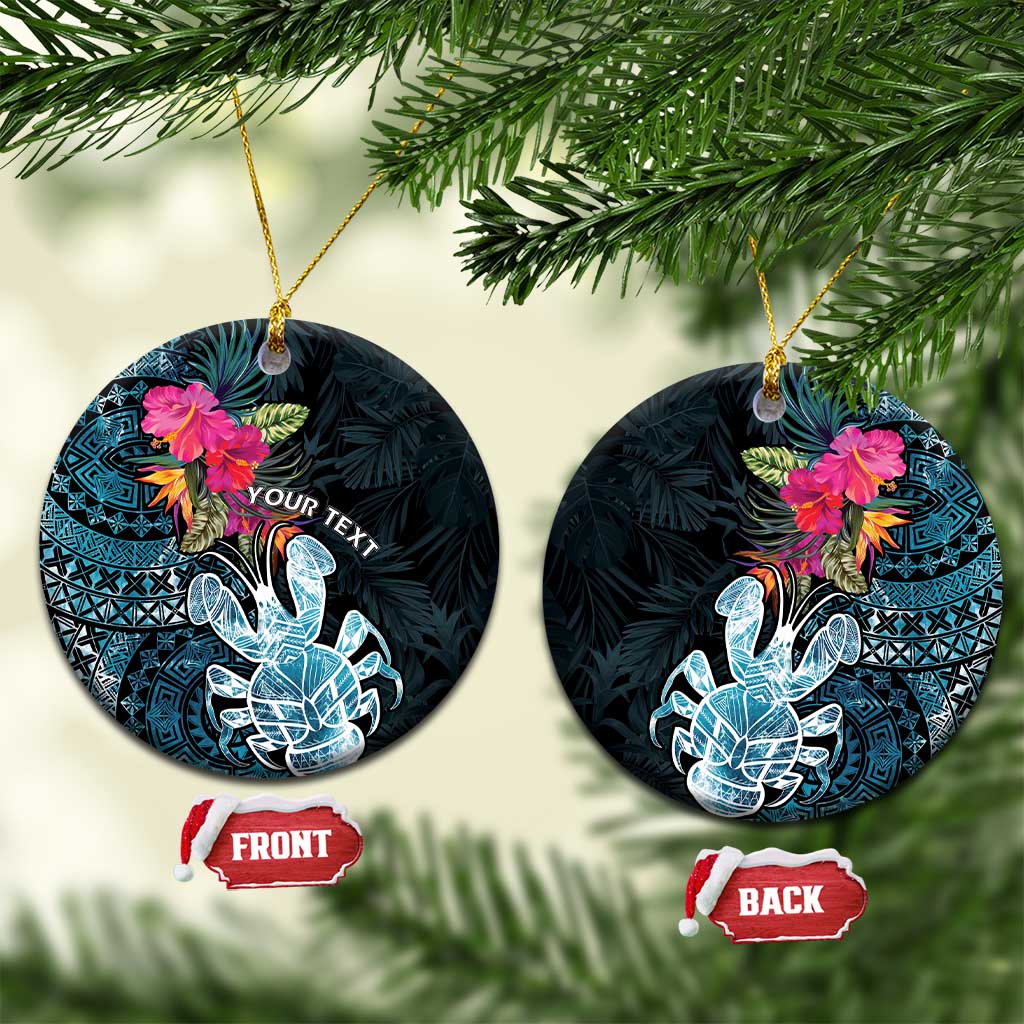 Niue Personalised Ceramic Ornament Hiapo Mix Coconut Crab LT7 Circle Art - Polynesian Pride