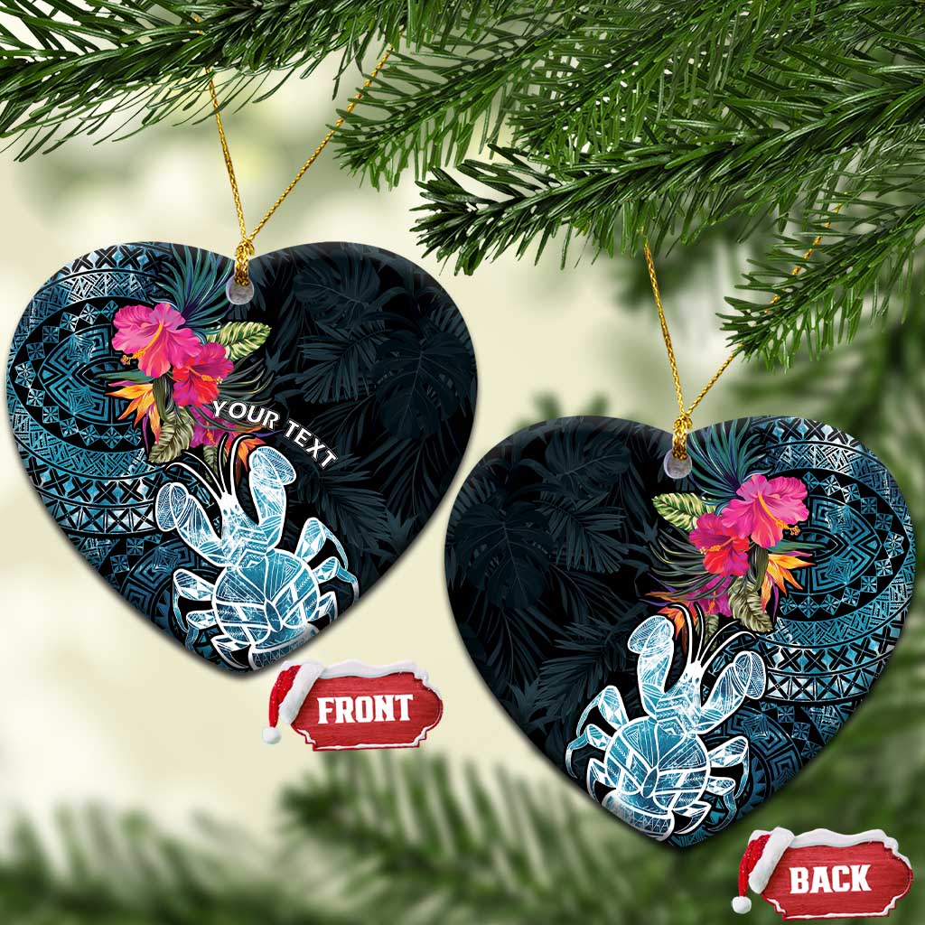Niue Personalised Ceramic Ornament Hiapo Mix Coconut Crab LT7 Heart Art - Polynesian Pride