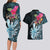 Niue Personalised Couples Matching Long Sleeve Bodycon Dress and Hawaiian Shirt Hiapo Mix Coconut Crab