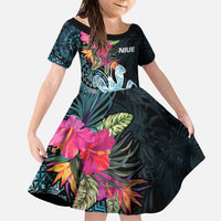 Niue Personalised Family Matching Puletasi and Hawaiian Shirt Hiapo Mix Coconut Crab LT7 Daughter's Dress Art - Polynesian Pride