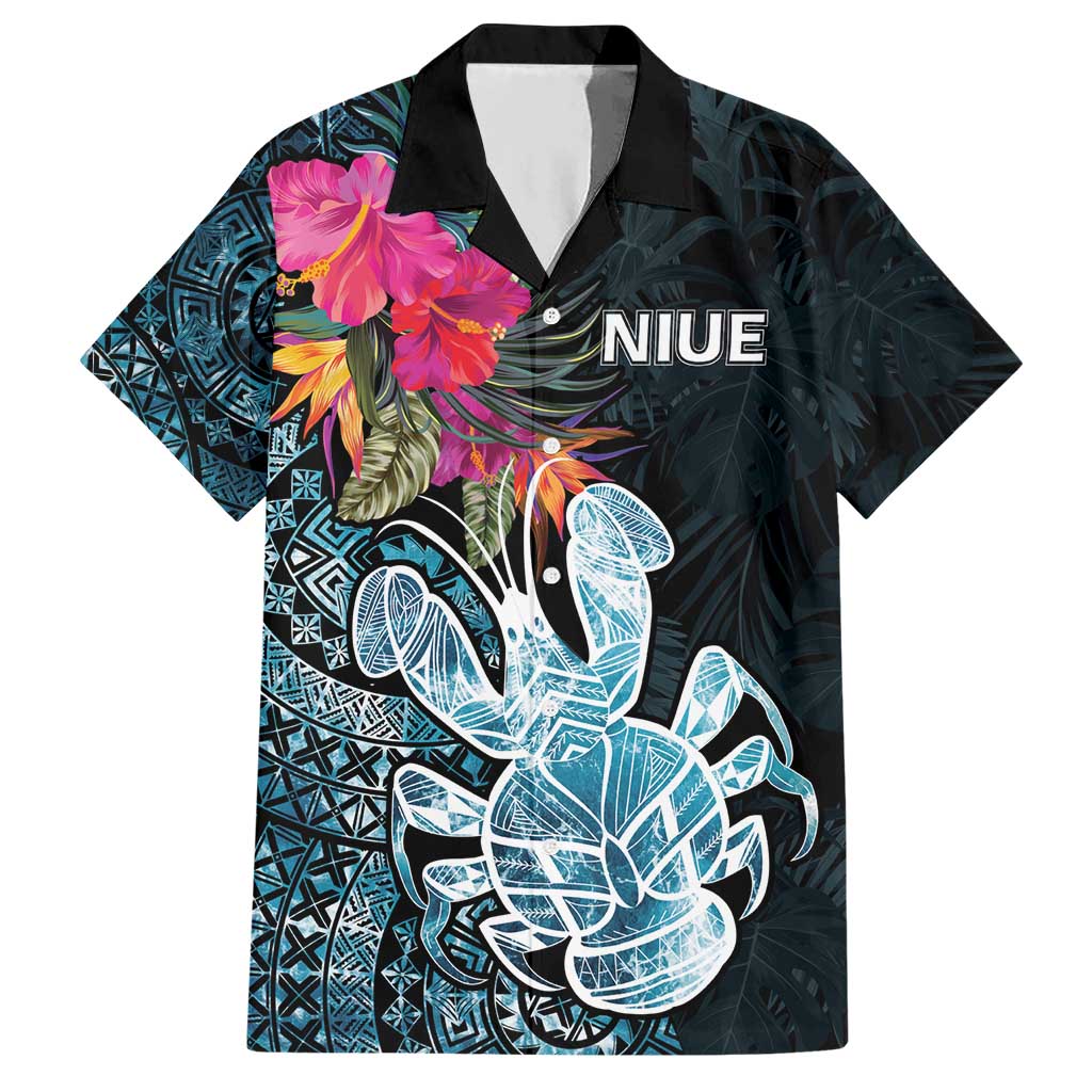 Niue Personalised Hawaiian Shirt Hiapo Mix Coconut Crab LT7 Art - Polynesian Pride
