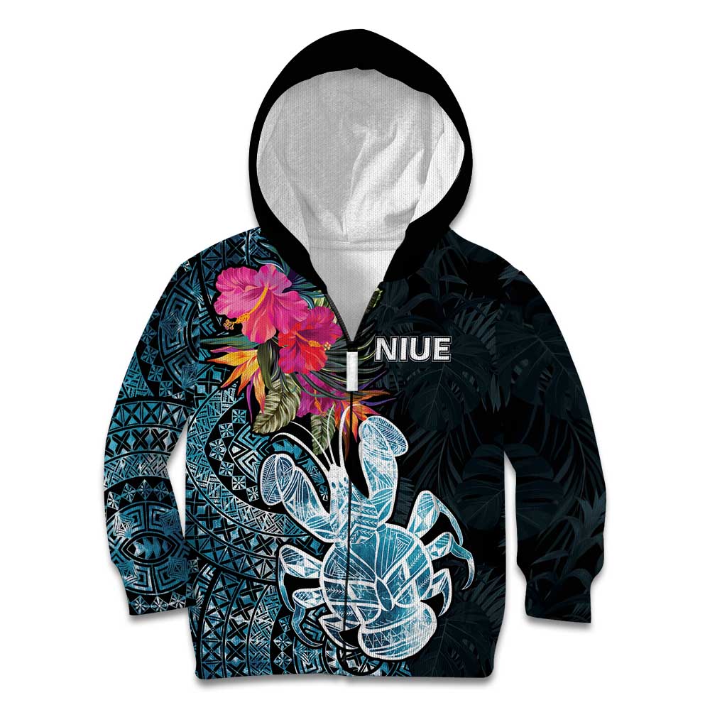Niue Personalised Kid Hoodie Hiapo Mix Coconut Crab