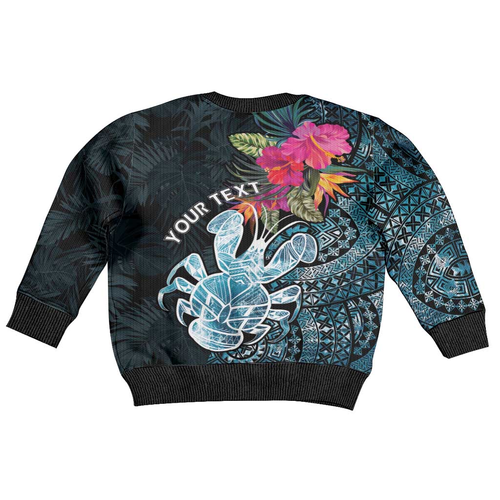 Niue Personalised Kid Ugly Christmas Sweater Hiapo Mix Coconut Crab