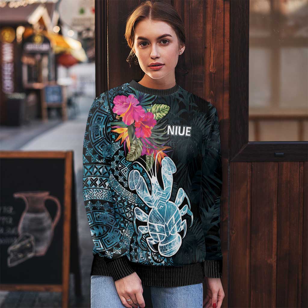 Niue Personalised Ugly Christmas Sweater Hiapo Mix Coconut Crab LT7 - Polynesian Pride