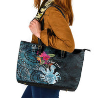 Niue Personalised Leather Tote Bag Hiapo Mix Coconut Crab LT7 Art - Polynesian Pride