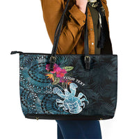 Niue Personalised Leather Tote Bag Hiapo Mix Coconut Crab LT7 - Polynesian Pride