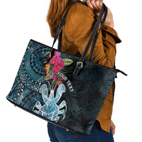Niue Personalised Leather Tote Bag Hiapo Mix Coconut Crab LT7 - Polynesian Pride