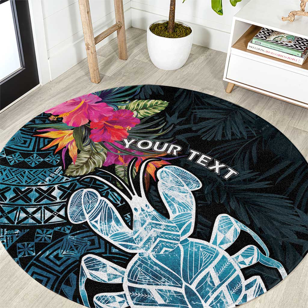 Niue Personalised Round Carpet Hiapo Mix Coconut Crab