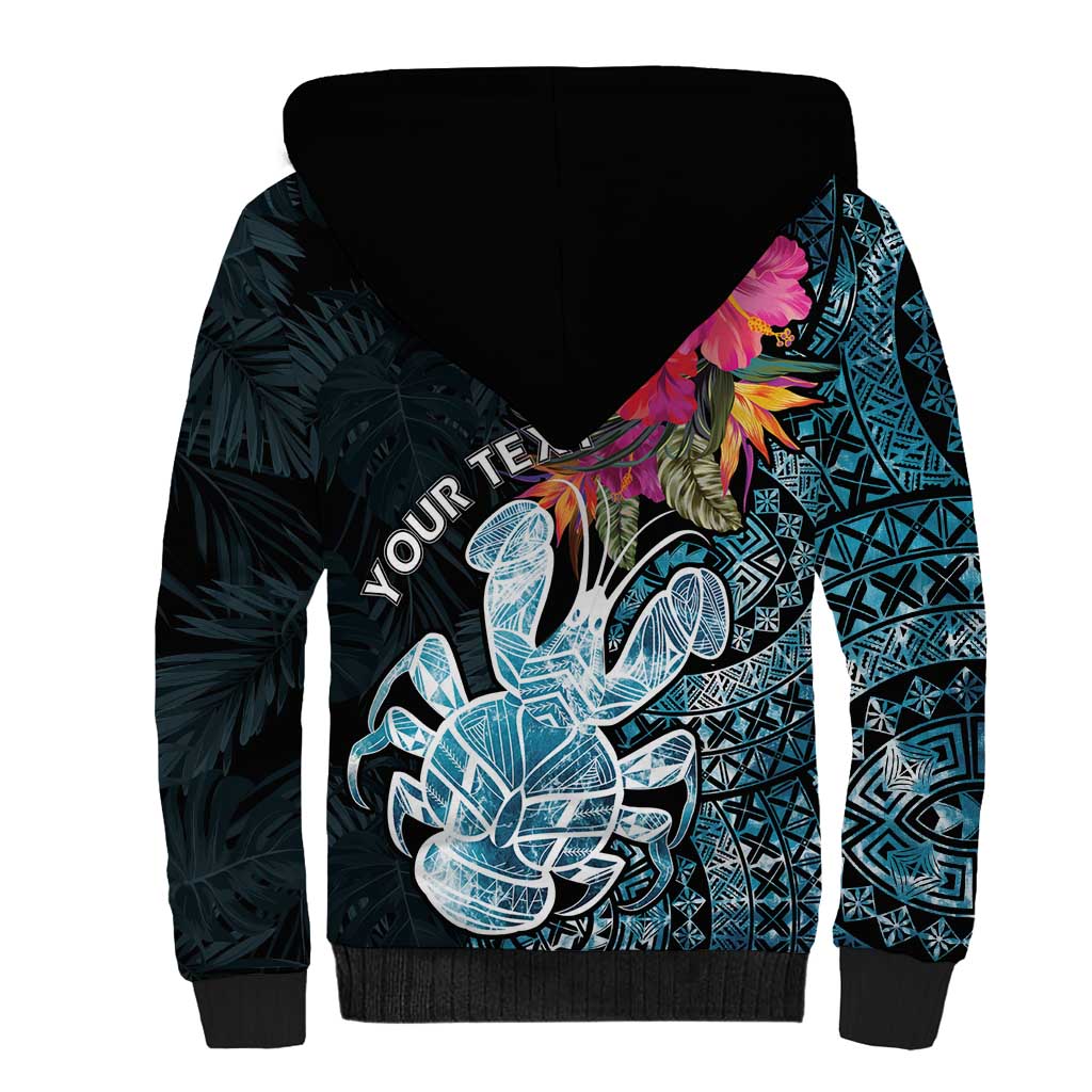 Niue Personalised Sherpa Hoodie Hiapo Mix Coconut Crab LT7 - Polynesian Pride