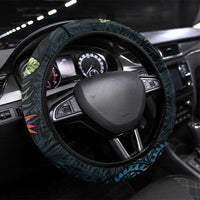 Niue Personalised Steering Wheel Cover Hiapo Mix Coconut Crab LT7 Universal Fit Art - Polynesian Pride