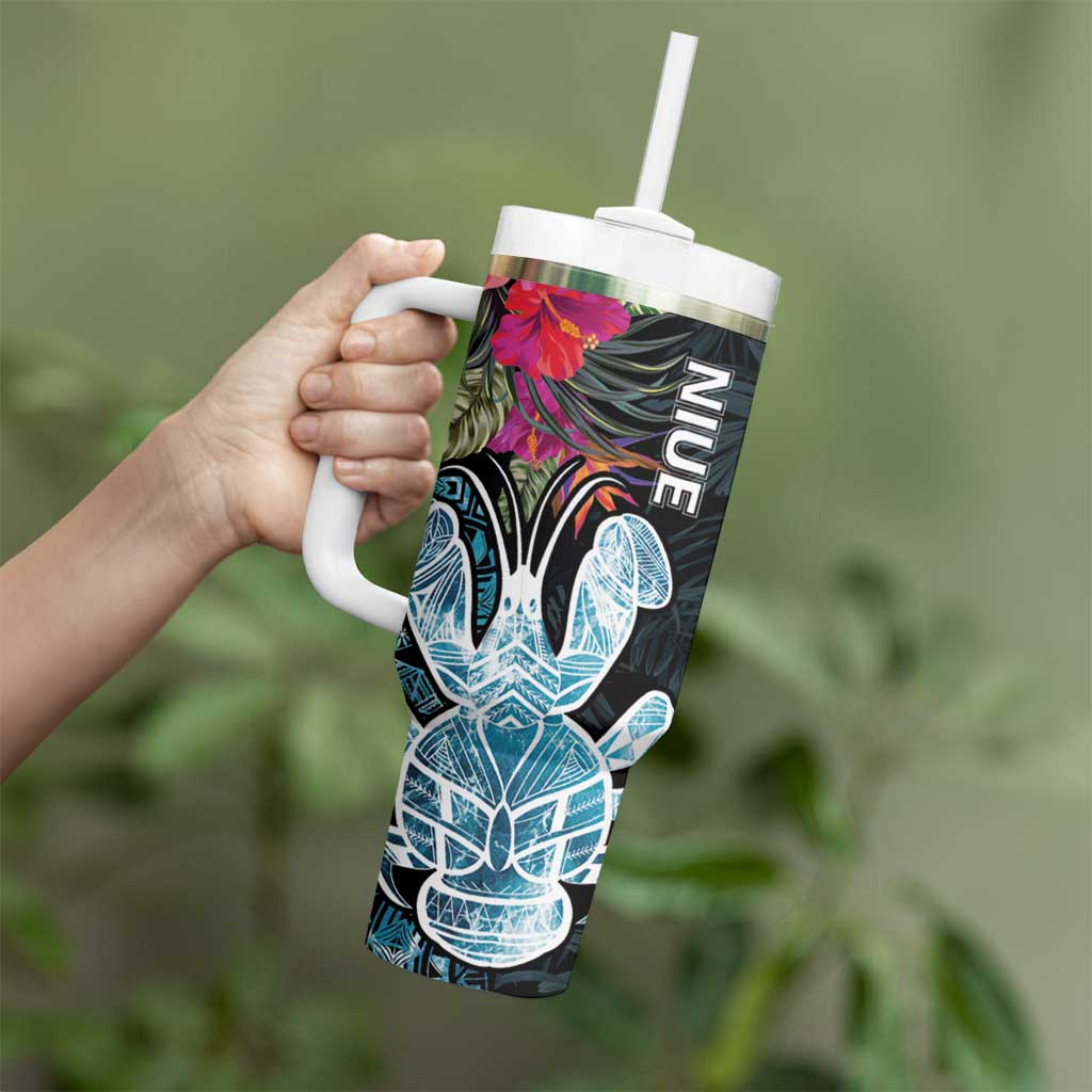 Niue Tumbler With Handle Hiapo Mix Coconut Crab LT7 - Polynesian Pride
