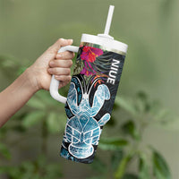 Niue Tumbler With Handle Hiapo Mix Coconut Crab LT7 - Polynesian Pride