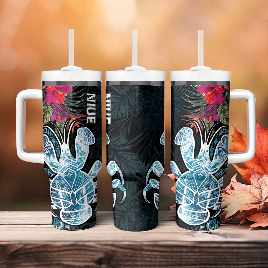 Niue Tumbler With Handle Hiapo Mix Coconut Crab LT7 - Polynesian Pride