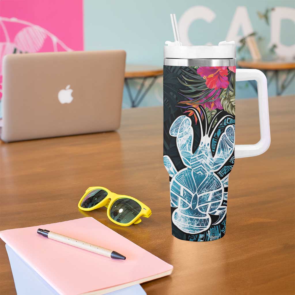 Niue Tumbler With Handle Hiapo Mix Coconut Crab LT7 - Polynesian Pride